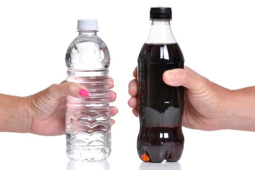 coke bottle and water bottle=